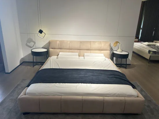 Estofado elegante luxo king size conjuntos de quarto de alta qualidade móveis modernos cama king size tufty time bed